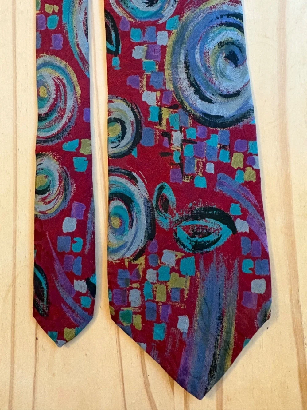 Vintage Boston Traders Abstract Swirl Print 100% Silk Tie
